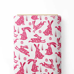 Floral rabbits Print Fabric