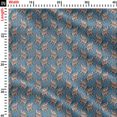 Cute elephants on light blue background Print Fabric