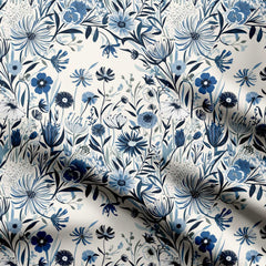 Baby Indigo Flowers Print Fabric