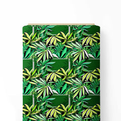 Abstract Green Leafs Print Fabric