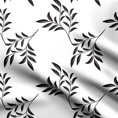 Black & White Leaf Print Fabric