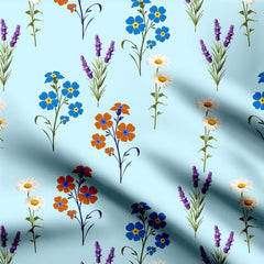 Vibrant Wild Botanical Flower Print Fabric