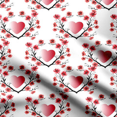 Blooming hearts Print Fabric