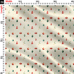 Vintage Christmas Baubles Print Fabric