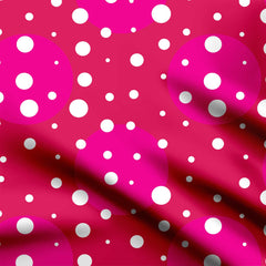 Random polka dots with pink background Print Fabric