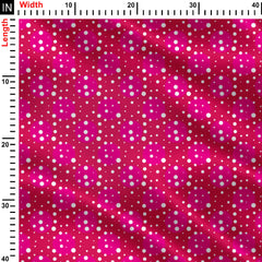 Random polka dots with pink background Print Fabric