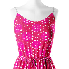 Random polka dots with pink background Print Fabric