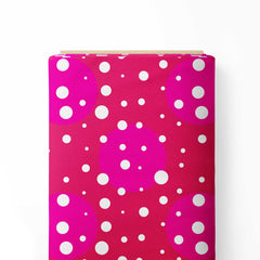 Random polka dots with pink background Print Fabric