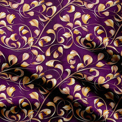 Golden Foliage Kalamkari Print Fabric