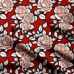 Roses Stripes Print Fabric