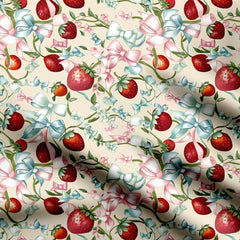 Strawberry Bows Print Fabric