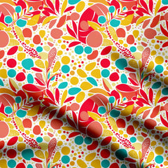 Vibrant Dots Foliage Print Fabric