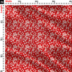 Red Pale Foliage Print Fabric