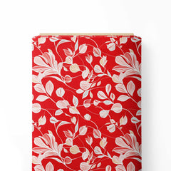 Red Pale Foliage Print Fabric