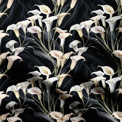 Black Lilly Print Fabric