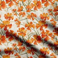 Orange Flowery Print Fabric