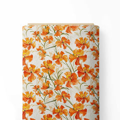 Orange Flowery Print Fabric