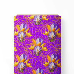 Purple Crocus Flower Print Fabric