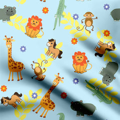 Zoo blue Print Fabric