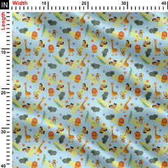 Zoo blue Print Fabric