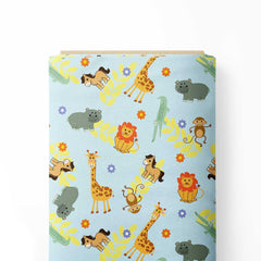 Zoo blue Print Fabric