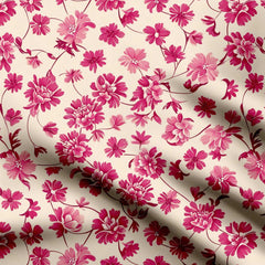 Pink Flowers Print Fabric