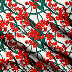 Red Floral Abstract Print Fabric