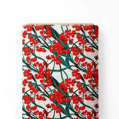 Red Floral Abstract Print Fabric