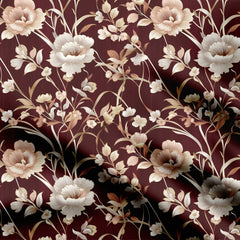 Chocolate Flowers Print Fabric