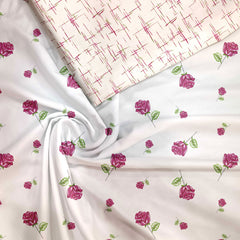 Rose Motif Muslin Unstitched Suit Set