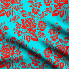 Vintage Floral Red Print Fabric