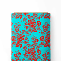 Vintage Floral Red Print Fabric