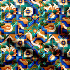 Blue Geometric Print Fabric