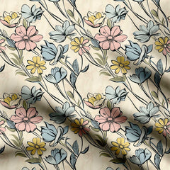 Abstract Paint Floral Print Fabric