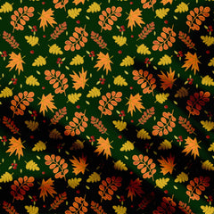 Christmas Leaves Print Fabric