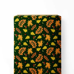 Christmas Leaves Print Fabric