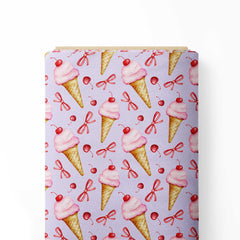 Ice Cream Bows Print Fabric