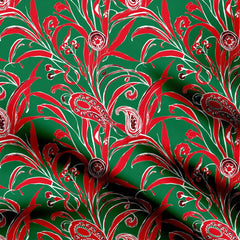 Christmas Leaves Abstract Print Fabric