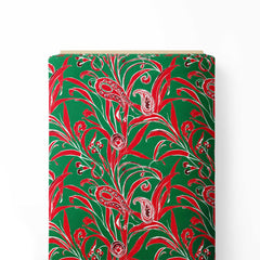 Christmas Leaves Abstract Print Fabric