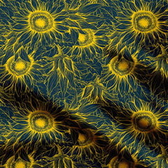 Gold Outline Sunflower Print Fabric