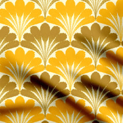 Scallop Brush Strokes Yellow Ochre Print Fabric