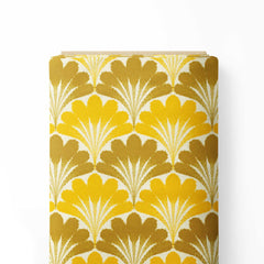 Scallop Brush Strokes Yellow Ochre Print Fabric