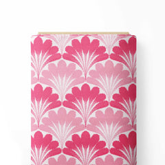 Scallop brush strokes Coral red Print Fabric