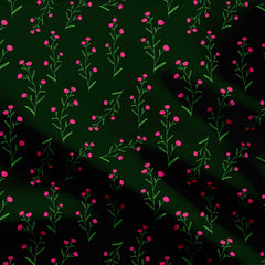 Forest Green Floral Print Fabric