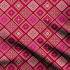 Pink Geo Tiles Print Fabric