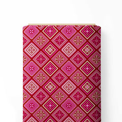 Pink Geo Tiles Print Fabric