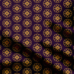 Dark Violet Pichwai Floral Print Fabric