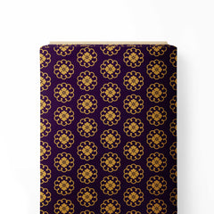 Dark Violet Pichwai Floral Print Fabric