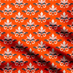 Pichwai Orange Motif Print Fabric