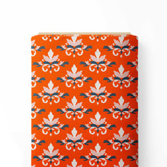 Pichwai Orange Motif Print Fabric